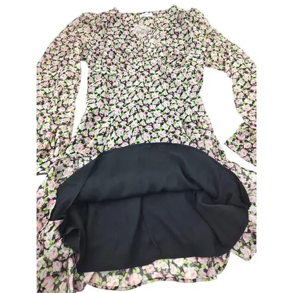 Topshop | V-Neck Mini Tea Dress in Ditsy Vintage Rose | Size 12 - Picture 7 of 8